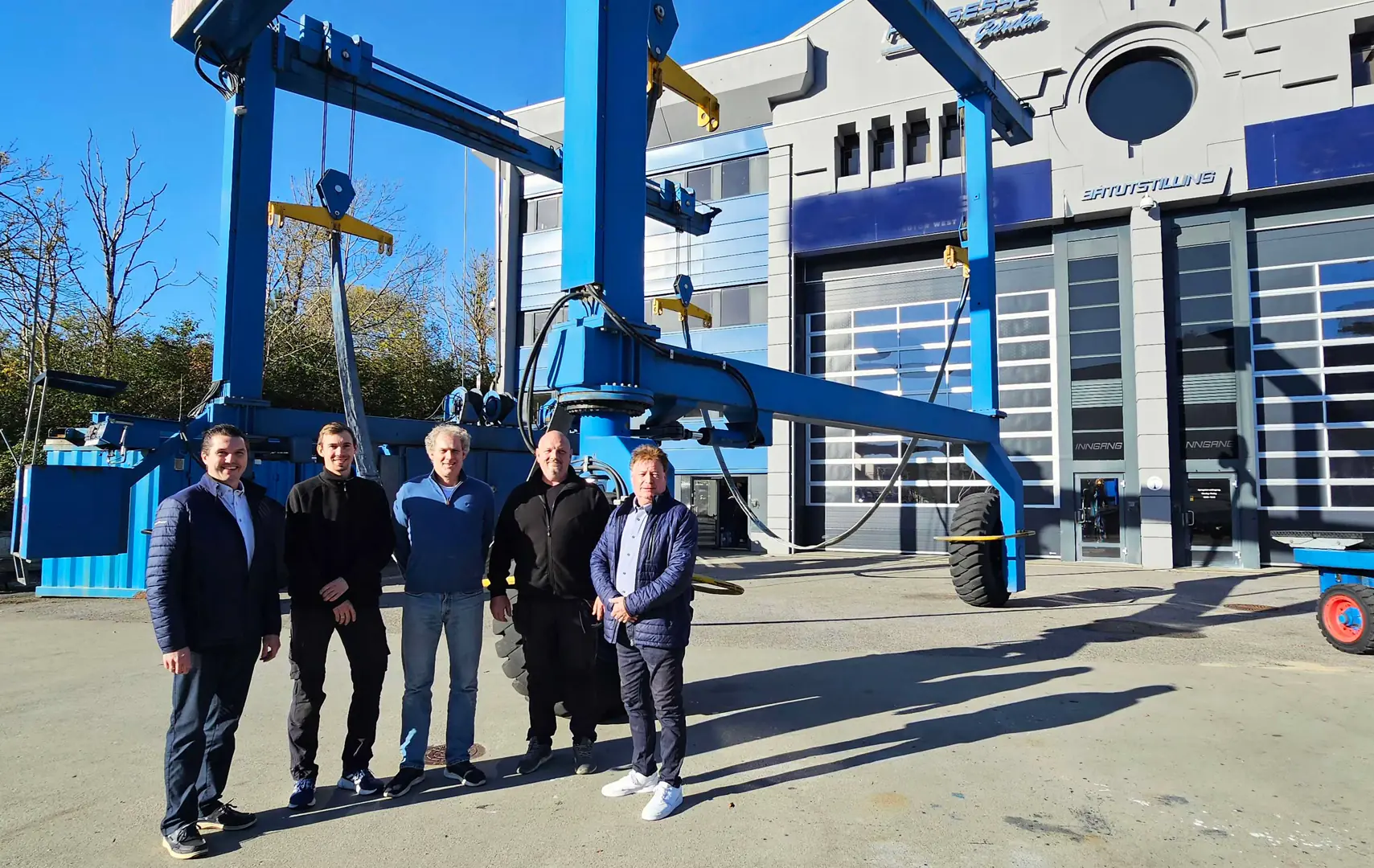 Partnerne Jonas Gams Steine og Per Alvern sammen med de nye medarbeiderne i Bergen Marine (i midten) - Stian Østebrød, Petter Mork-Knudsen og Robert Pedersen