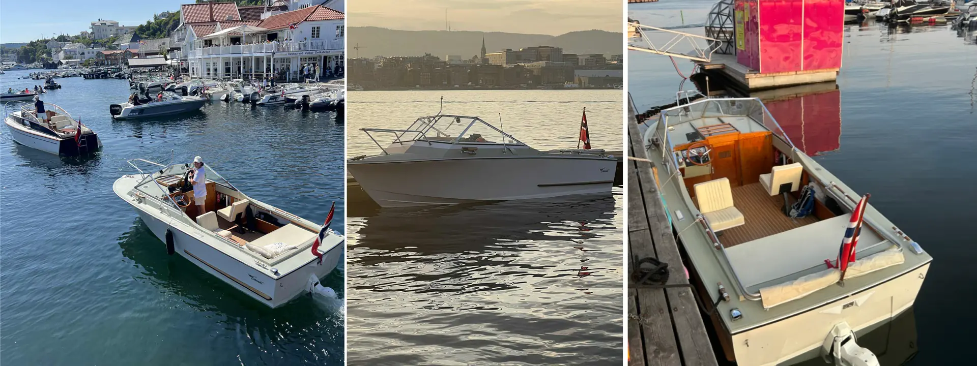 En Coronet 21 DC vekker oppsikt – og brødrene Cedric (30) og Knut (34) sitt eksemplar fremstår som et smykke i skjærgården. Alle foto: privat